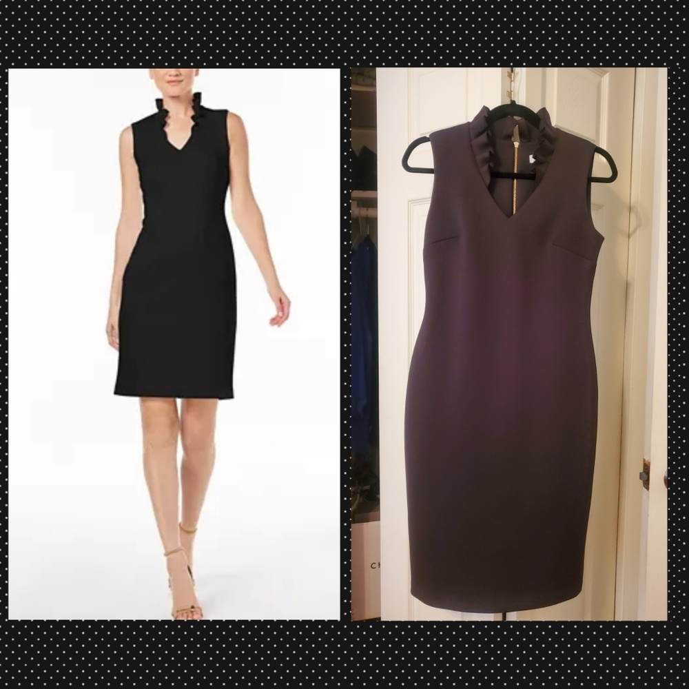 💰SOLD💰 Calvin Klein Black Ruffle Collar Dress